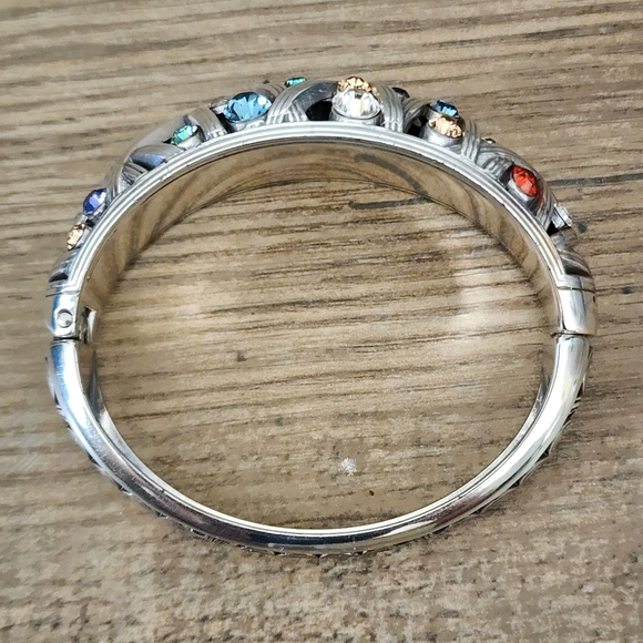 Brighton Multicolor Swarovski Crystals Weave Hinged Bangle Bracelet Retired - Picture 8 of 12